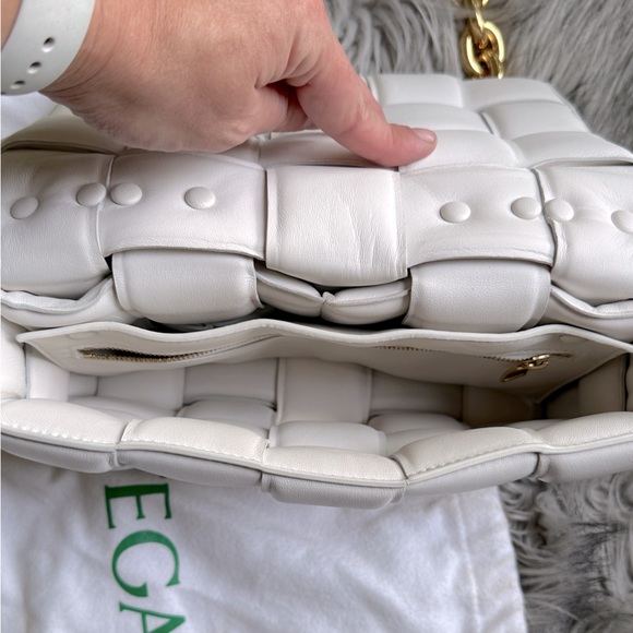 Bottega Veneta Chain Cassette Padded Intrecciato Crossbody Bag - White/Gold - Picture 10 of 14